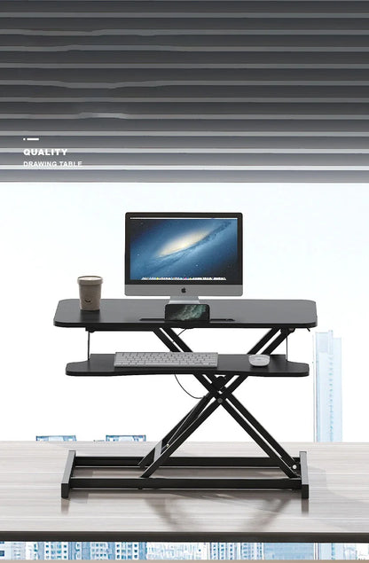 Height Adjustable Folding Standing Computer Desk with Keyboard Tray for Home Office Gaming Lift Laptop Table Stand Workbench