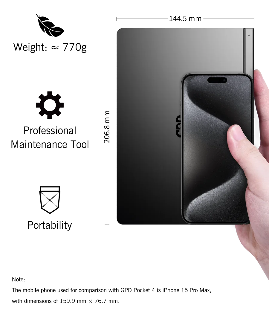 GPD Pocket 4 8.8" 2-in-1 Handheld Laptop | AMD AI 9 HX 370 / Ryzen 7 8840U | 64GB DDR5 | 2.5K 144Hz | Win 11