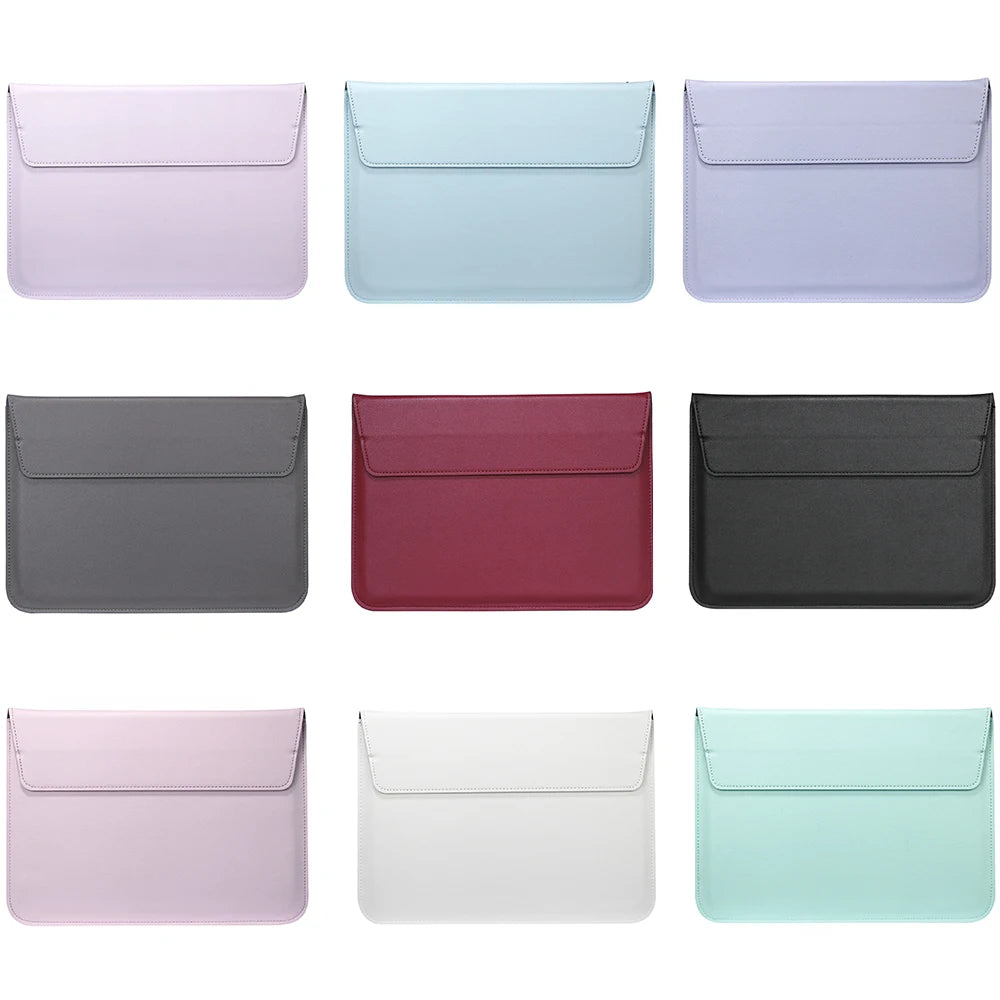 PU Leather Laptop Sleeve Case – 11" to 16.2" | MacBook Air Pro, Notebook Bag | Multiple Colors