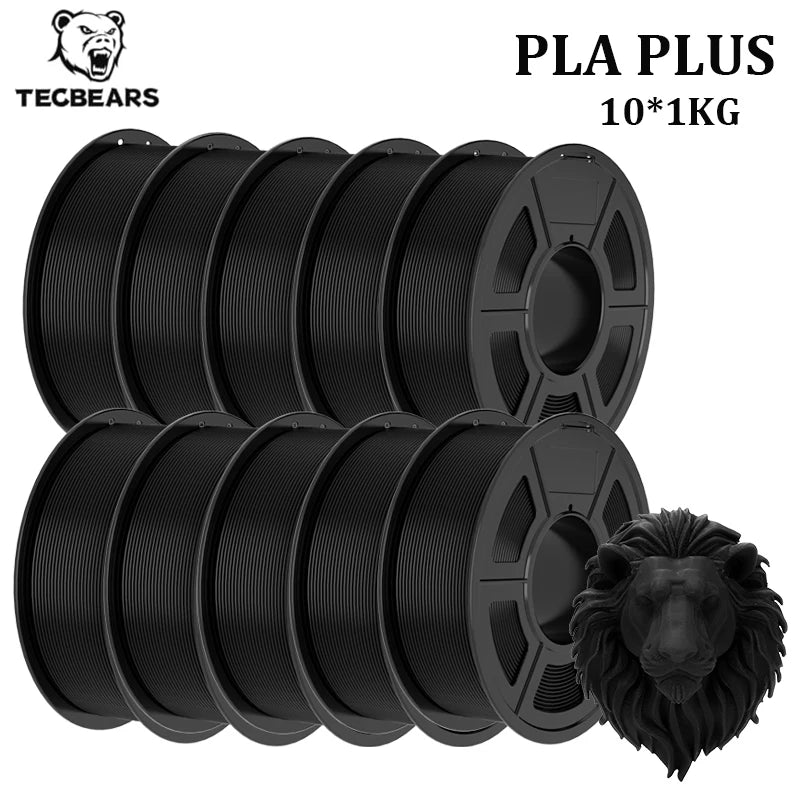 TECBEARS PLA+ Filament – 10KG Bundle, 1.75mm, Multi-Color, High Toughness, No Bubbles for FDM Printers