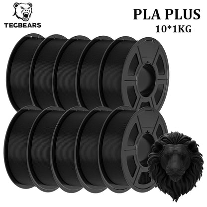 TECBEARS PLA+ Filament – 10KG Bundle, 1.75mm, Multi-Color, High Toughness, No Bubbles for FDM Printers