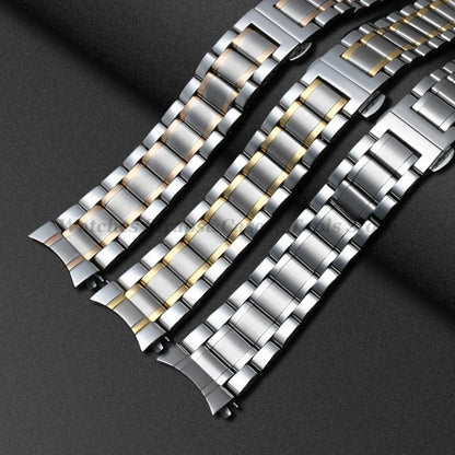 Curved End Solid Stainless Steel Watch Strap – Universal 12–24mm with Butterfly Clasp