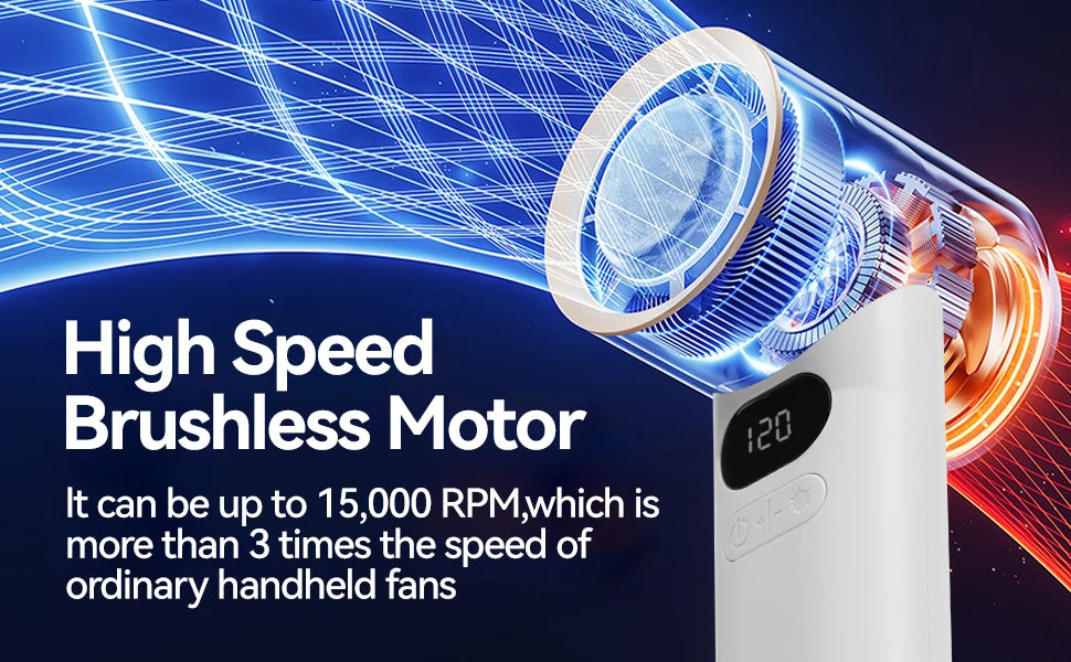 Portable Mini Personal Fan – 120-Speed Digital Display & Ice Cooling