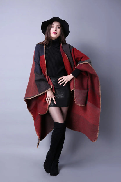 Soft beige imitation cashmere poncho scarf for women, cozy winter shawl and wrap from R.E.D. Shopping in a stylish design.