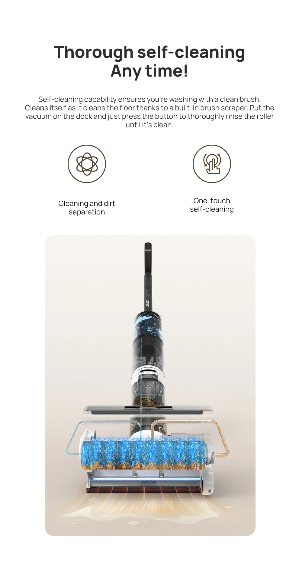 JONR ED12 Wet & Dry Smart Vacuum Mop – Wireless Floor Cleaner 200W