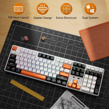 Redragon K689 PRO Wireless Gasket RGB Mechanical Keyboard – 108-Key, Hot-Swap, 4 Extra Hotkeys