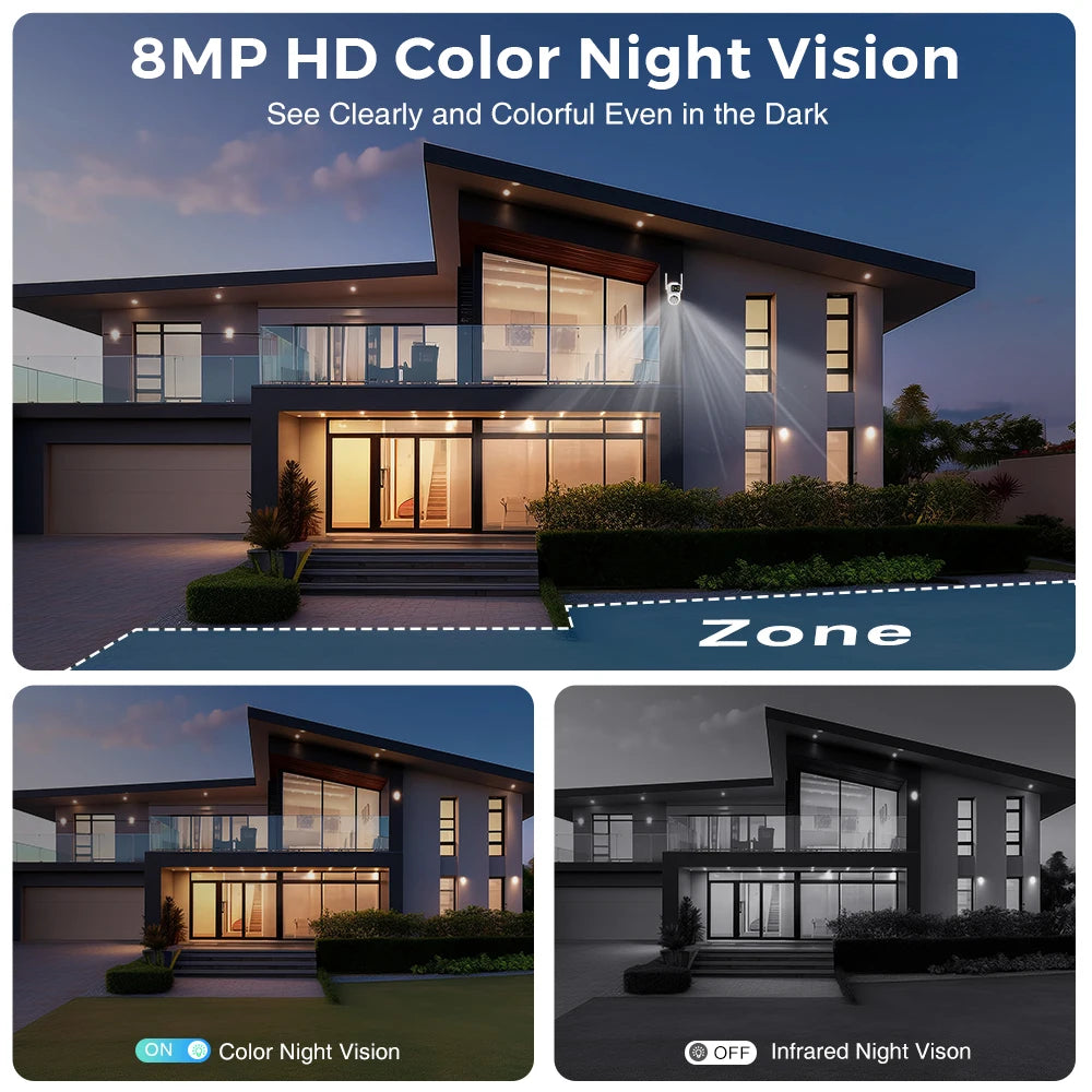 8MP 4K Dual Lens WiFi Security Camera – Night Vision, AI Detection