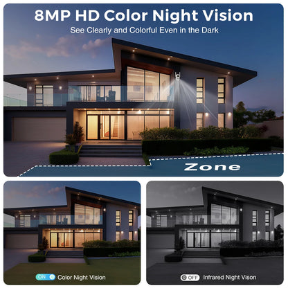 8MP 4K Dual Lens WiFi Security Camera – Night Vision, AI Detection