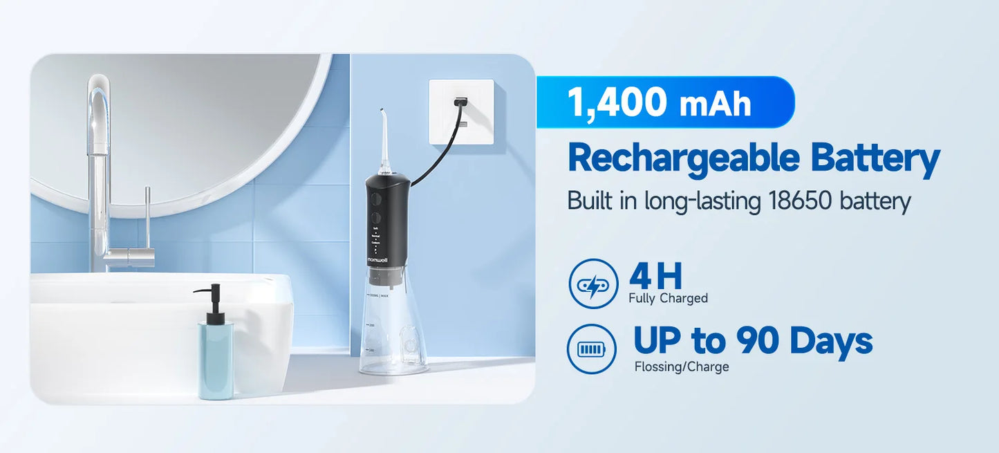 Electric Toothbrush & Water Flosser Combo – 3 Pressure Modes, 6 Jet Tips, 4 Brush Heads, 300ml Tank