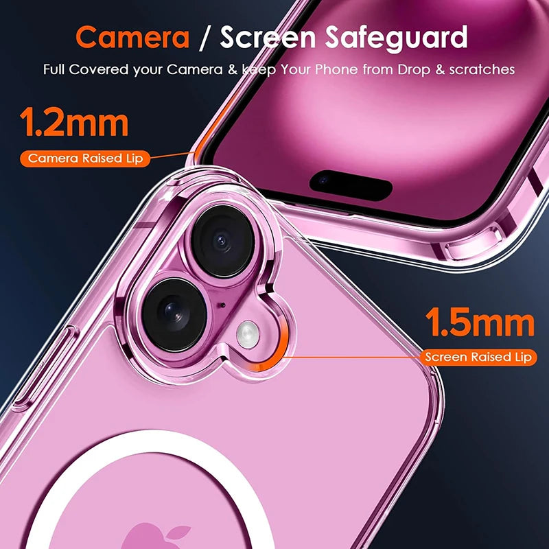 Magnetic Wireless Charging Case for iPhone 12–17 – MagSafe Compatible Transparent Cover