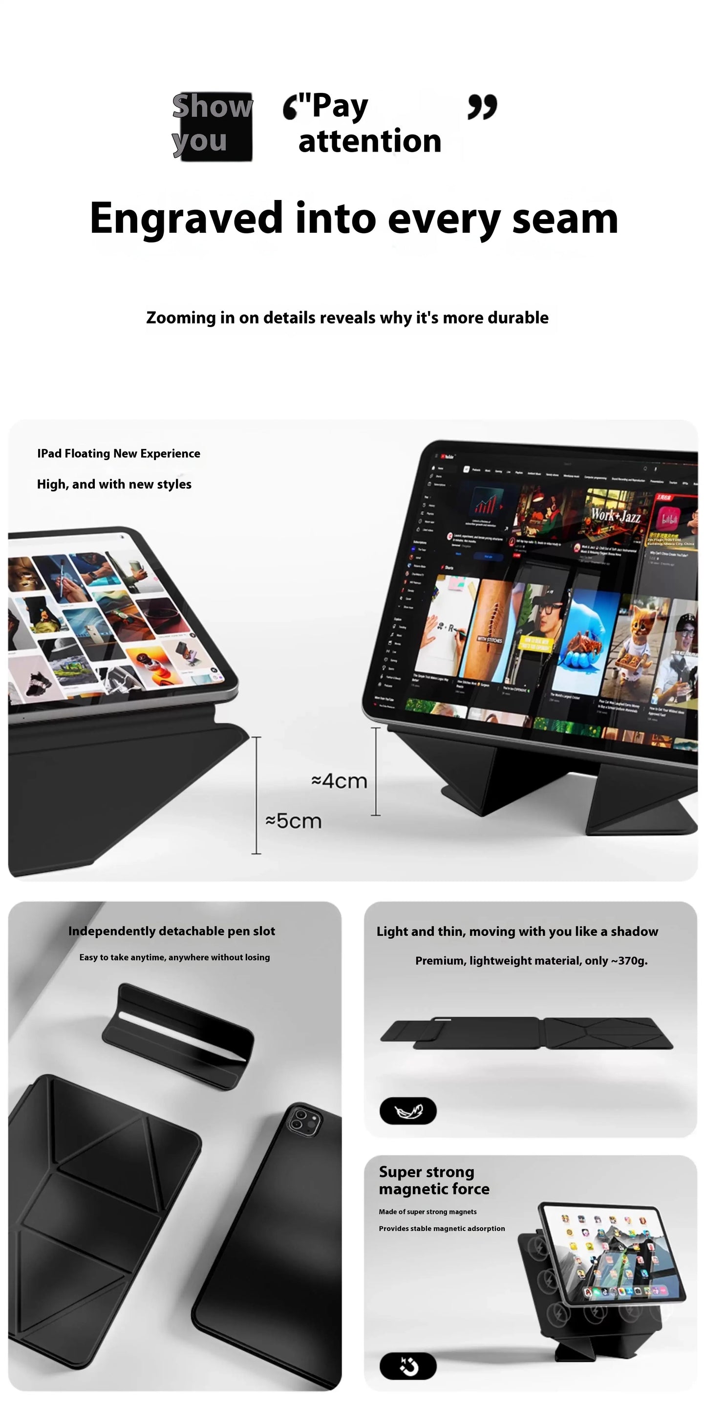 Smart Folio iPad Case | Magnetic | iPad 10th–11th, Air 11/13, Pro 11/12.9/13, Mini 6/7 | 4 Colors