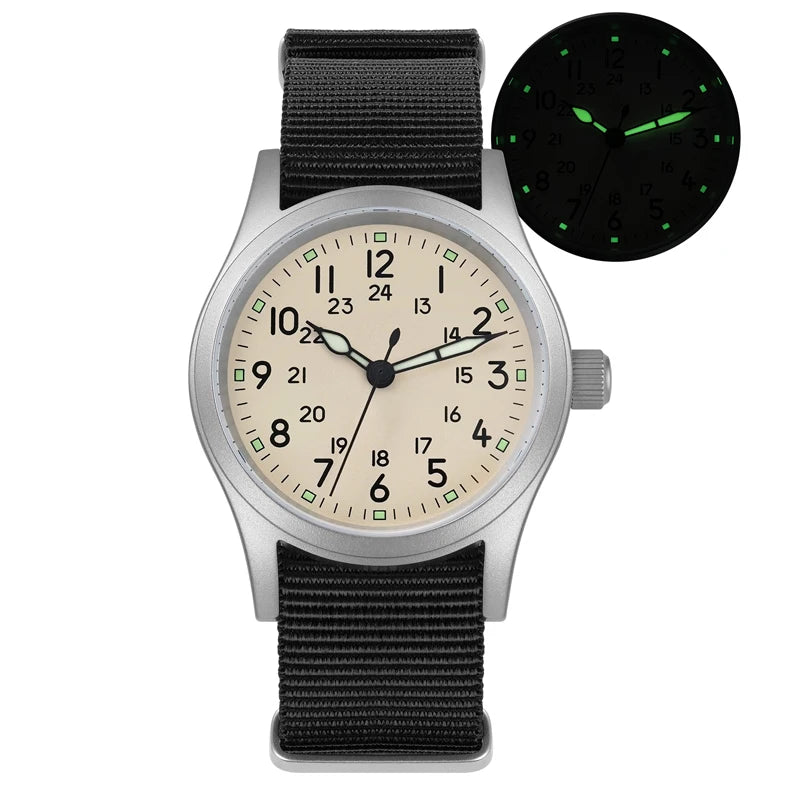 Militado ML05 Vintage Field Watch – 38mm, VH31 Sweep, Sapphire AR Crystal, Luminous