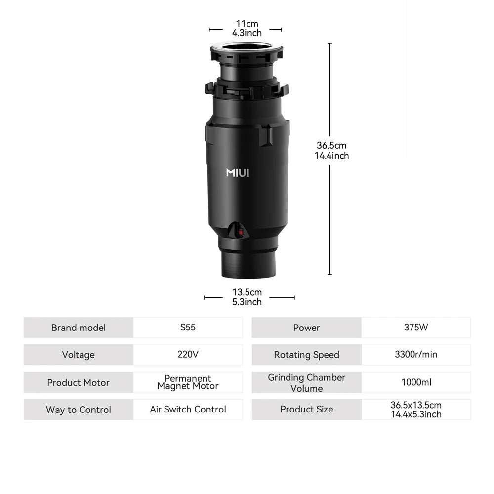 Food Waste Garbage Disposal Unit | 750W | Silent Motor | EU Plug | Under-Sink