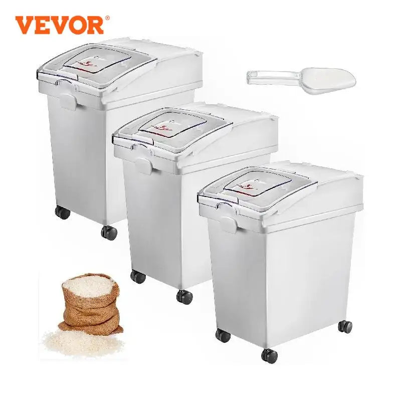 VEVOR 25L Dry Ingredient Storage Bin with Scoop & Casters – Dustproof, Commercial Kitchen