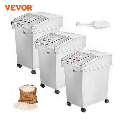 VEVOR 25L Dry Ingredient Storage Bin with Scoop & Casters – Dustproof, Commercial Kitchen