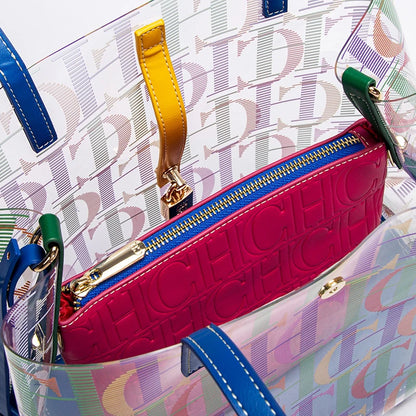 Transparent Letter Print Tote Bag - Large Capacity PVC Crossbody Shoulder Bag