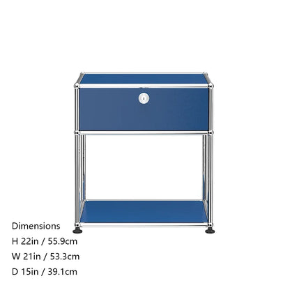 Stainless steel metal nightstands with storage cabinets, modern bedroom furniture for living room or bedroom use.