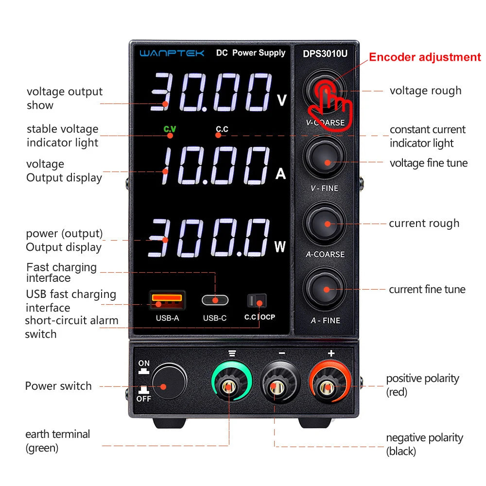 Wanptek Adjustable DC Lab Bench Power Supply