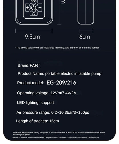 Portable Wireless Tire Inflator | 12V 150PSI Electric Air Pump for Car, Motorcycle, Bicycle & Ball