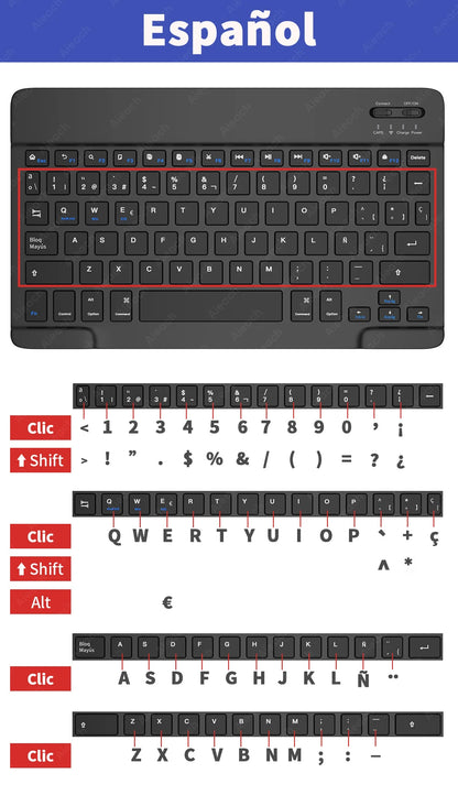 Wireless Bluetooth Keyboard with Rainbow Backlit – Tablet, iPad, Phone, Android, iOS, Windows