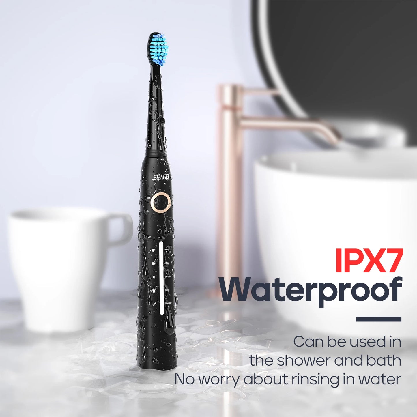 Seago SG-958 Fast Rechargeable Electric Toothbrush – Smart Auto, 8 Brush Heads, 5 Modes, IPX7 Waterproof