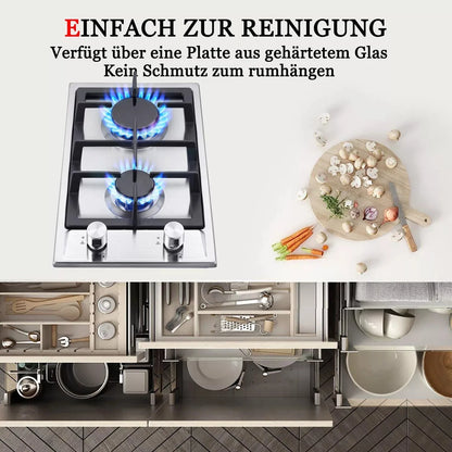 TopStrong 2-Burner Gas Hob | NG & LPG | Auto Flame Protection | Built-in | EU