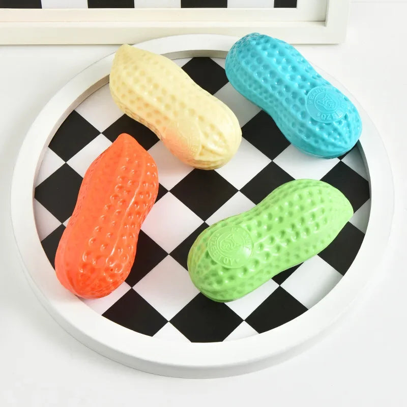 Peanut Squeaky Dog Chew Toy | TPR Teeth Cleaning Interactive Pet Toy