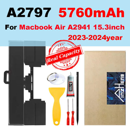 MacBook Replacement Battery – Air 13 M1/M2/M3, Pro 14/15/16, A2337 A1932 A2179 A2681 A2141 A2442 A2485