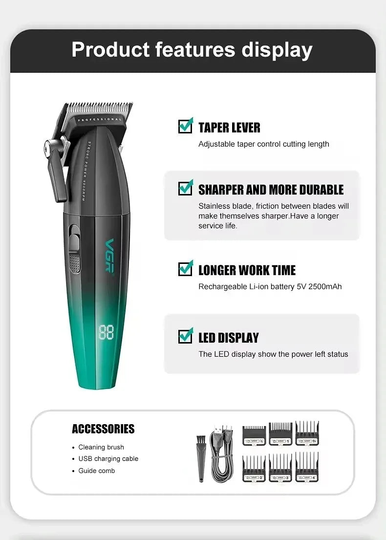 VGR Professional Hair Clipper | V-003 V-906 V-308 | Metal Body | Barber & Beard Trimmer