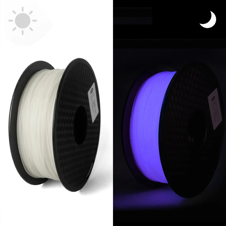 Glow-in-the-Dark PLA Filament – Luminous Purple, Green, Blue & Rainbow, 1.75mm for 3D Printers