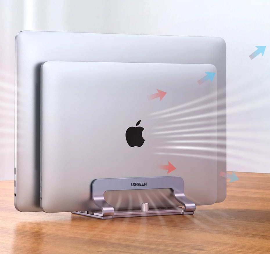 UGREEN Vertical Laptop Stand – Aluminum, Foldable, 1/2/3 Slots for MacBook Air, Pro & Tablets