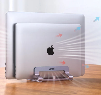 UGREEN Vertical Laptop Stand – Aluminum, Foldable, 1/2/3 Slots for MacBook Air, Pro & Tablets