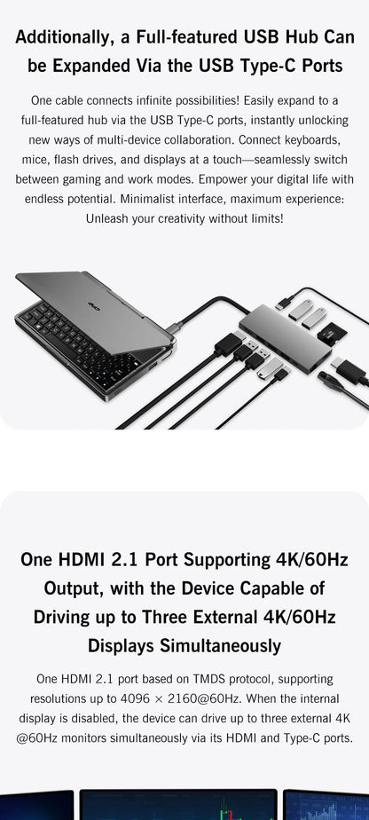 GPD MicroPC 2 – 7" Mini Laptop, Intel i3-N300, 16GB DDR5, 512GB SSD, Touch Screen, Windows 11