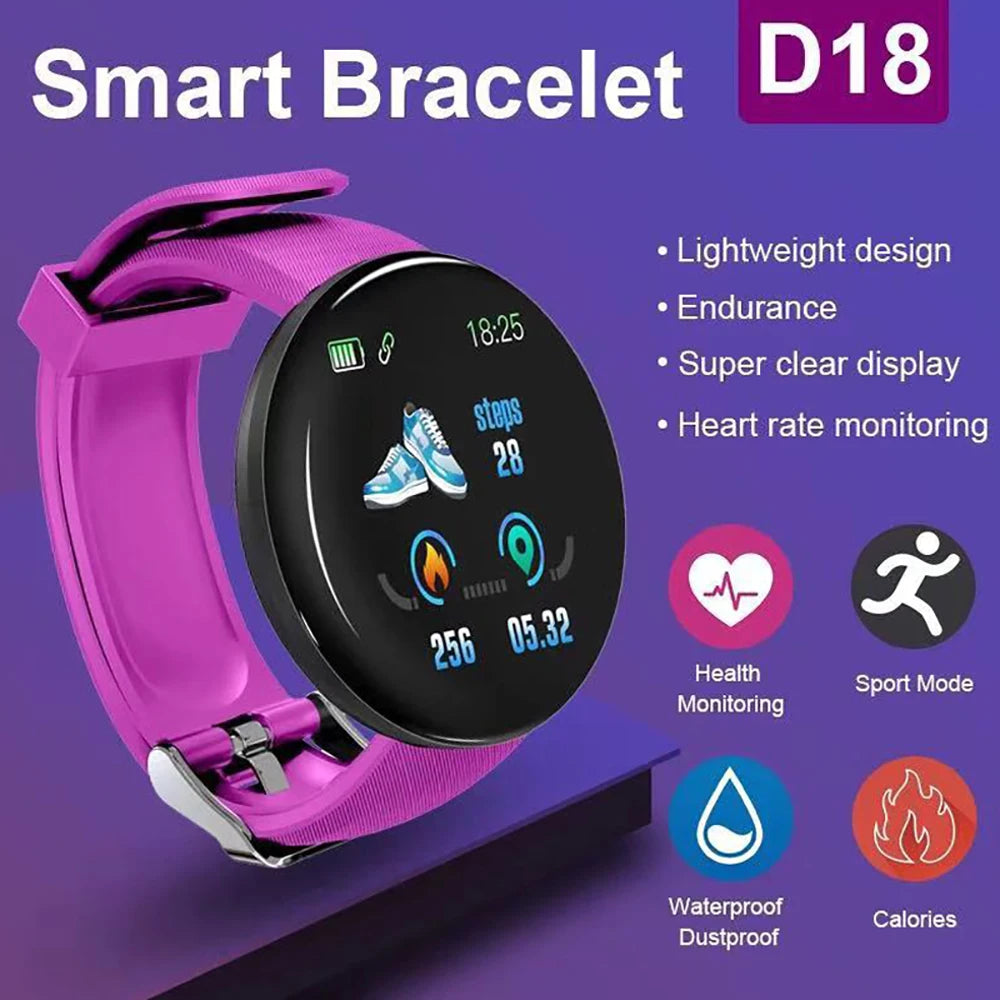 D18 Smart Watch – Waterproof Fitness Tracker with Heart Rate & Sleep Monitor