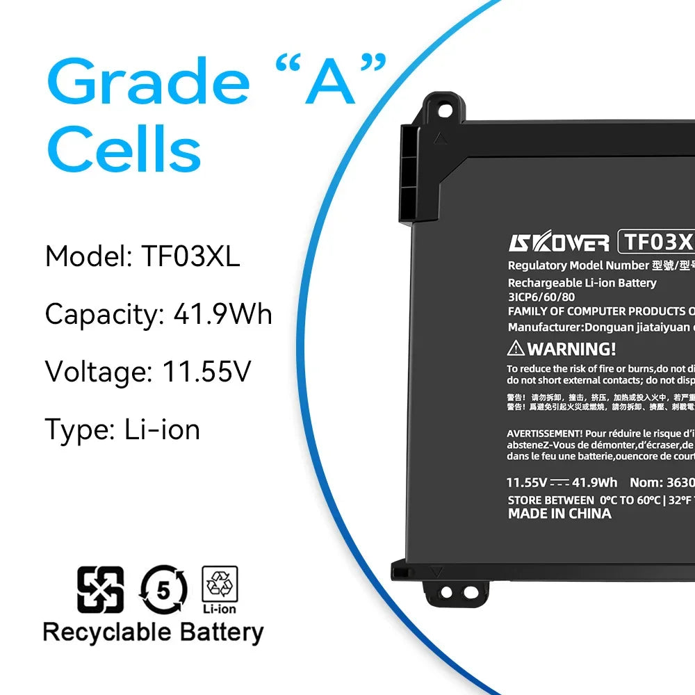 SKOWER TF03XL Laptop Battery — For HP Pavilion 14/15/17 Series (HT03XL Compatible)