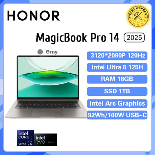 Honor MagicBook Pro 14 – Intel U5-125H, 16/24GB, 3.1K 120Hz, 92Wh Ultrabook