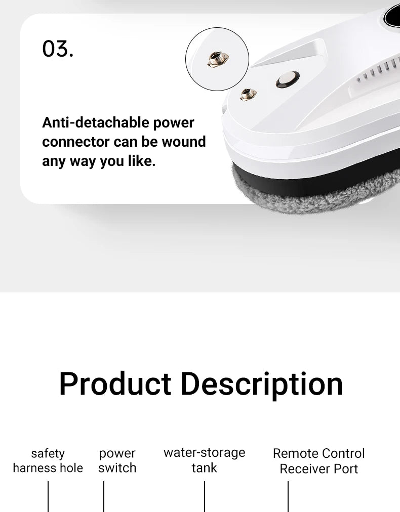 DIVEDEER Intelligent Window Cleaner – Automatic Water Spray, Anti-Fall Magnetic Glass Cleaner