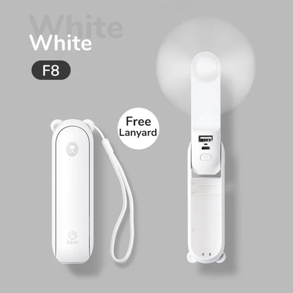 JISULIFE Portable Handheld Fan with Power Bank & Flashlight