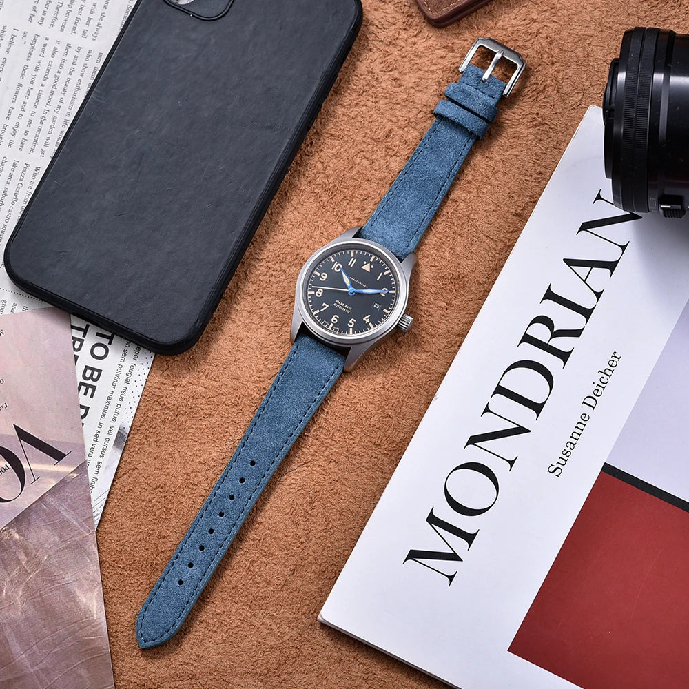 Vintage Suede Leather Watch Band – Quick Release 18/19/20/22mm for Men & Women