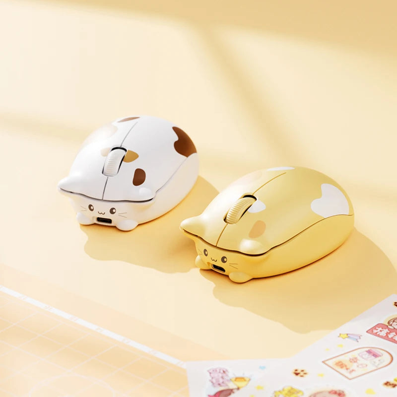 INPHIC Kalo Cute Cat Bluetooth Wireless Mouse – Silent, 2400 DPI, Rechargeable, for PC & iPad