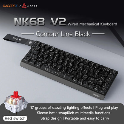 AJAZZ NK68 V2 Gaming Mechanical Keyboard | Hot-Swap | RGB Backlight | 68 Keys | Red Switch | USB