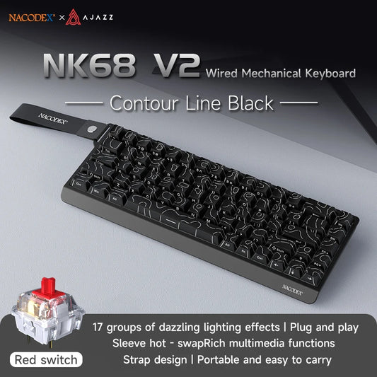 AJAZZ NK68 V2 Gaming Mechanical Keyboard | Hot-Swap | RGB Backlight | 68 Keys | Red Switch | USB