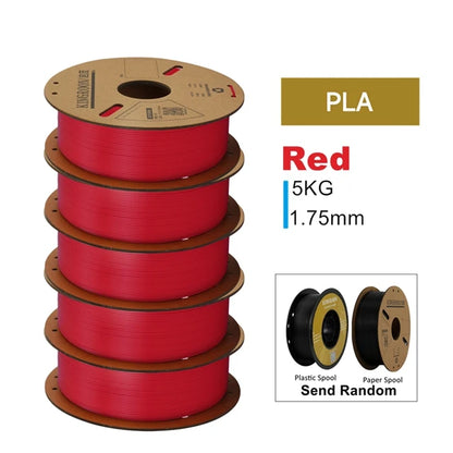 KINGROON 3D Printer Filament Bundle – 5KG, 1.75mm PLA / PETG / TPU / ABS, No Bubbles, Random Spool