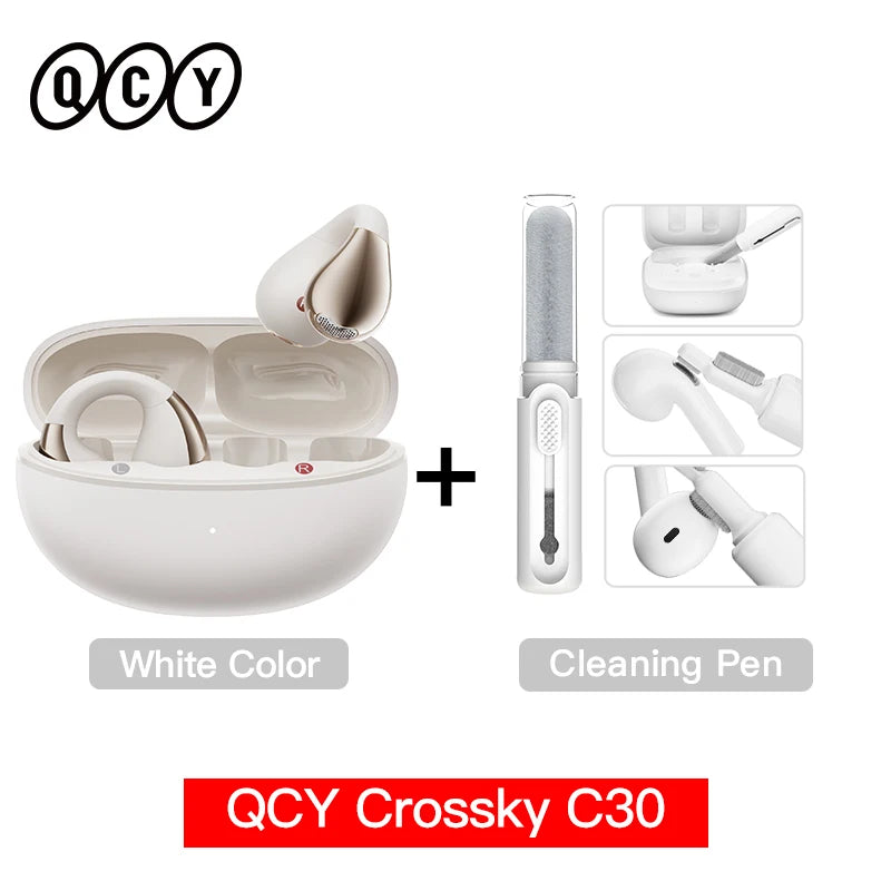 QCY Crossky C30 Ear Clip Bluetooth 5.4 Earphones – Open Ear Sports TWS, Dual-Connection