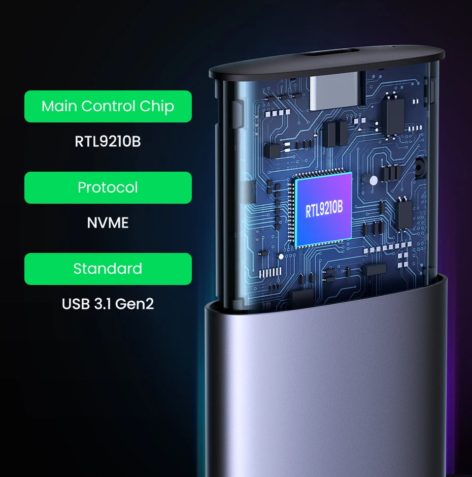 UGREEN M.2 SSD Case | NVMe & SATA Dual Protocol | USB-C 3.1 10Gbps | NVMe PCIe / NGFF SATA | External SSD Enclosure