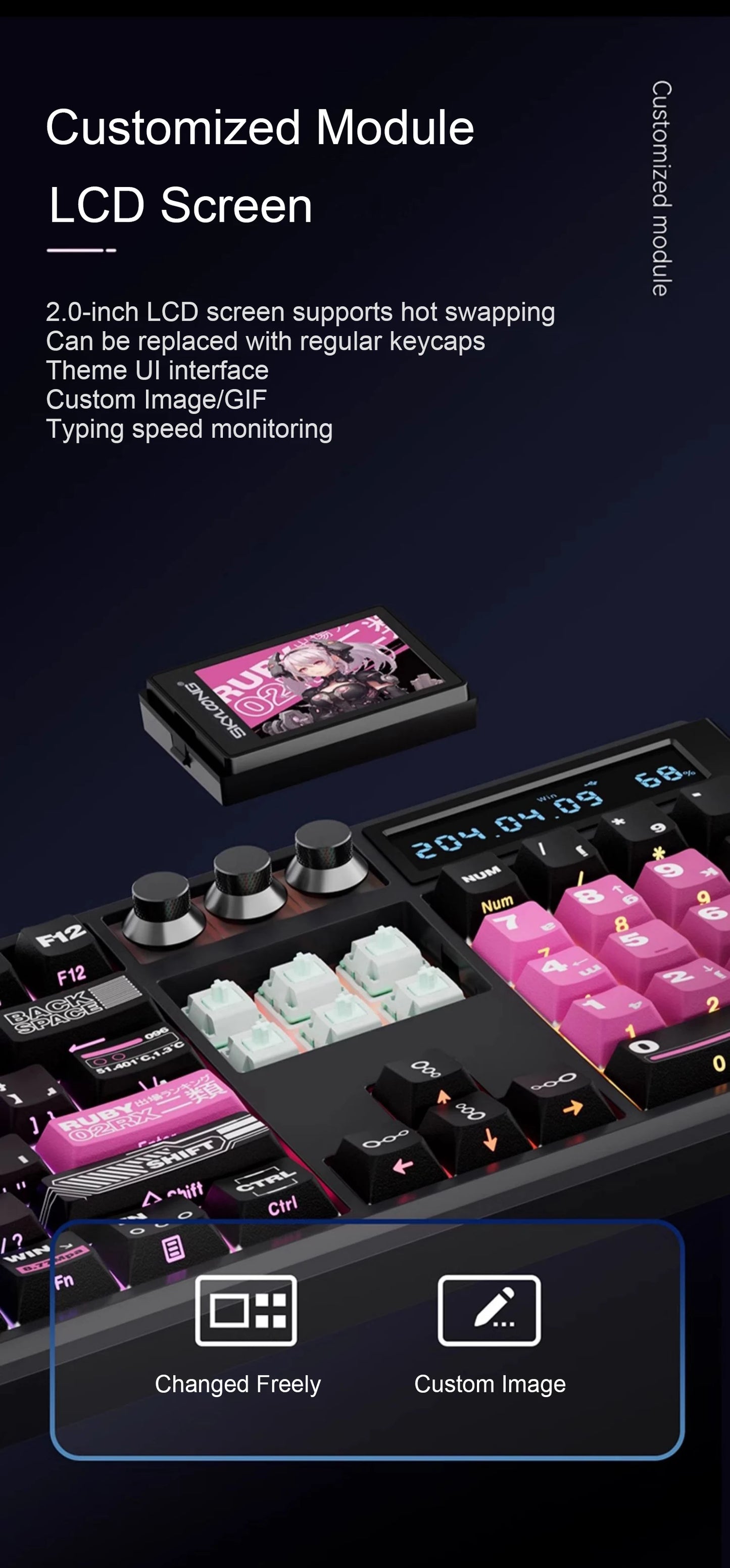 SKYLOONG GK104 Pro Full-Size Wireless Mechanical Keyboard – 104 Key, Hot-Swap, RGB, Macro Knob
