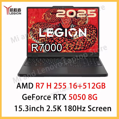Lenovo Legion R7000 2025 Gaming Laptop — Ryzen 7 H255, RTX 5050 8G, 16GB, 512GB, 15.3" 2.5K 180Hz