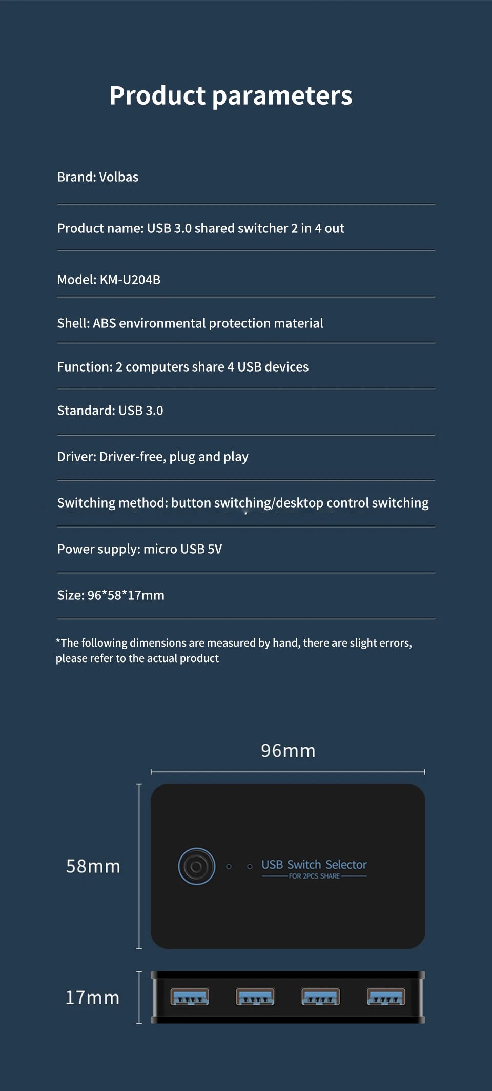 USB 3.0 KVM Switch – 2 Inputs, 4 Outputs, Shared Keyboard Mouse Printer Hub