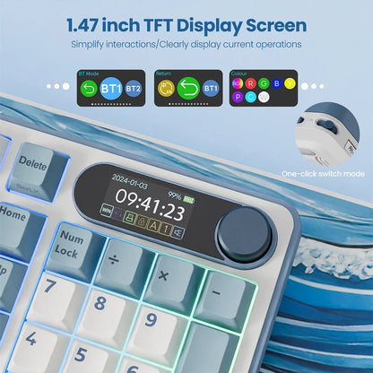 RK Royal Kludge S98 Wireless Mechanical Keyboard – 98 Key, Hot-Swap, TFT Screen, BT5.0/2.4G/USB-C