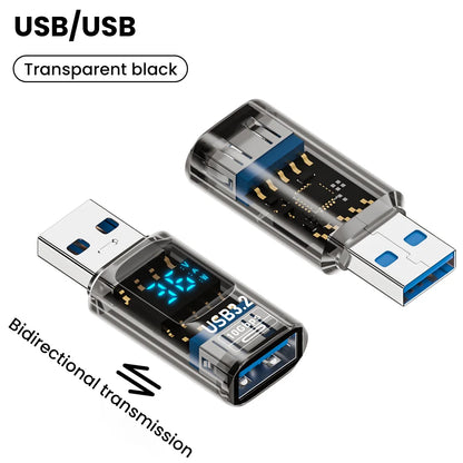 USB3.2 digital display adapter for fast charging and data transfer, featuring USB male to USB female and USB-C connections.